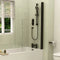 Imex Universal Handleless Straight Bath Screen In Matt Black 1455x820mm | IMSTSCMB