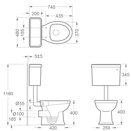 Imex Wyndham Low/High Level WC Pan Inc Fixings - CF10142 - Envy Bathrooms Ltd