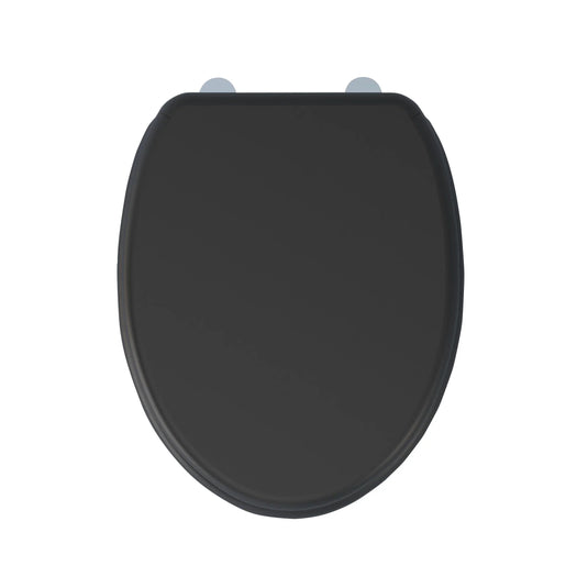 Imex Wyndham Soft Close Wooden Seat With Chrome Fittings in Black - S10142-BLACK - Envy Bathrooms Ltd
