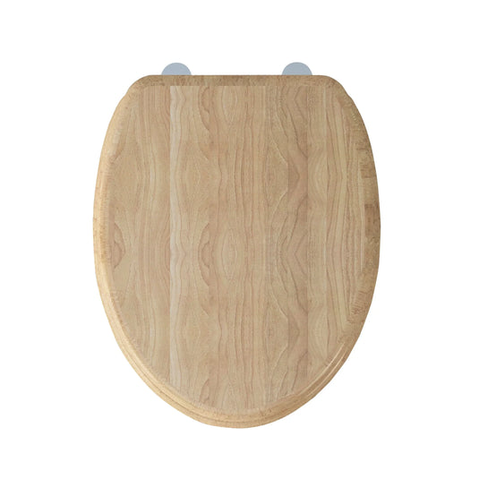 Imex Wyndham Soft Close Wooden Seat With Chrome Fittings in Oak - S10142-OAK - Envy Bathrooms Ltd