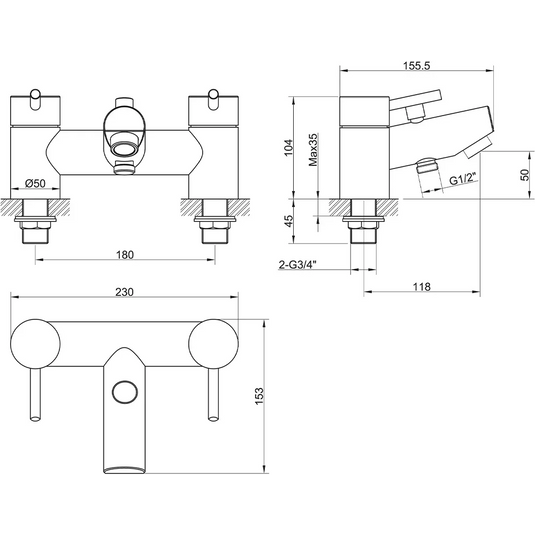 Imex Xcite Bath Shower Mixer Including Shower Kit - XCBSM - Envy Bathrooms Ltd