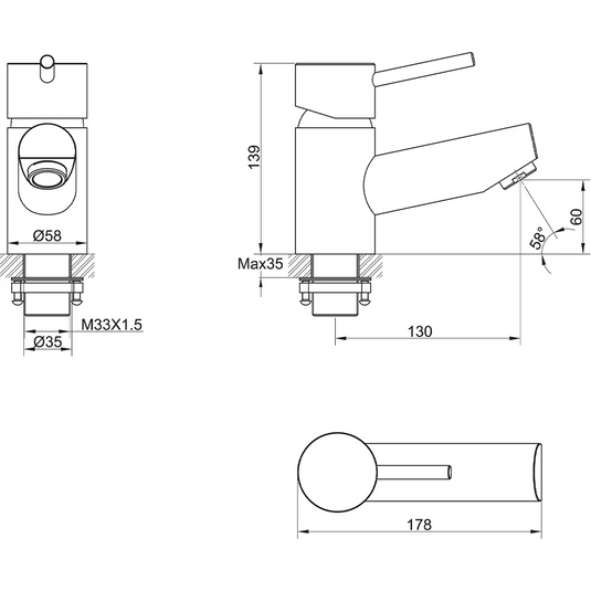 Imex Xcite Mono Bath Filler - XCMBF - Envy Bathrooms Ltd