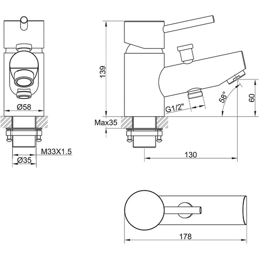 Imex Xcite Mono Bath Shower Mixer Including Shower Kit - XCMBSM - Envy Bathrooms Ltd