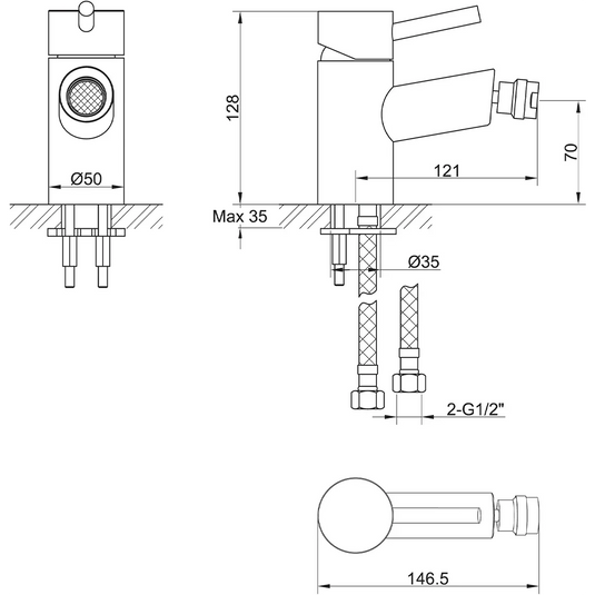 Imex Xcite Mono Bidet Mixer Incl Clicker Waste - XCBID - Envy Bathrooms Ltd