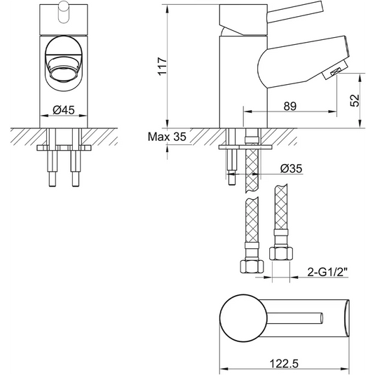 Imex Xcite Mono Small Basin Mixer Incl Clicker Waste - XCSBAS - Envy Bathrooms Ltd