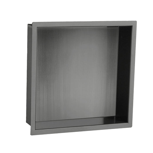 JTP 300mm Square Wall Mounted Shower Niche - Brushed Black - 27NH300BBL - Envy Bathrooms Ltd