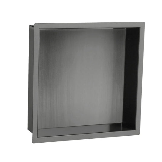 JTP 300mm Square Wall Mounted Shower Niche - Brushed Black - 27NH300BBL - Envy Bathrooms Ltd