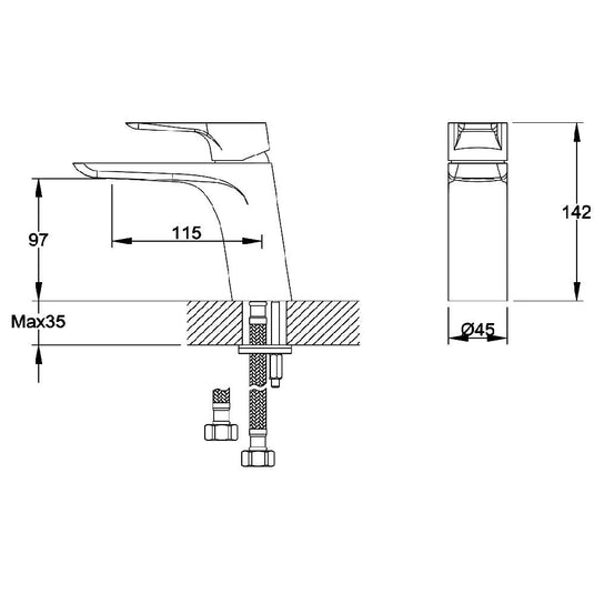 JTP Amore Basin Mixer Tap Deck Mounted - Chrome - Envy Bathrooms Ltd