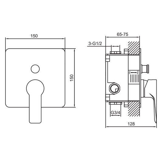 JTP Amore Single Lever Concealed Manual Diverter Valve - Chrome - Envy Bathrooms Ltd