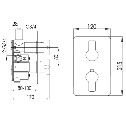 JTP Amore Thermostatic Concealed 1 Outlet Shower Valve - Chrome - Envy Bathrooms Ltd