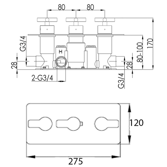 JTP Amore Thermostatic Concealed 2 Outlets Shower Valve - Chrome - Envy Bathrooms Ltd