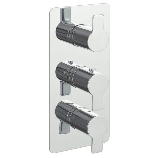 JTP Amore Thermostatic Concealed 2 Outlets Shower Valve Triple Handle - Chrome - Envy Bathrooms Ltd