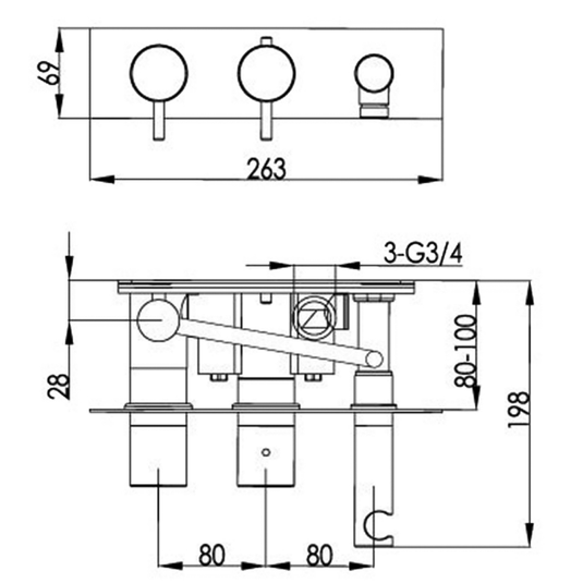 JTP Amore Thermostatic Concealed 2 Outlets Shower Valve with Attached Handset - Chrome - Envy Bathrooms Ltd