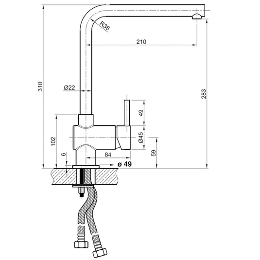 JTP Apco Mono Kitchen Sink Mixer Tap - Chrome - Envy Bathrooms Ltd