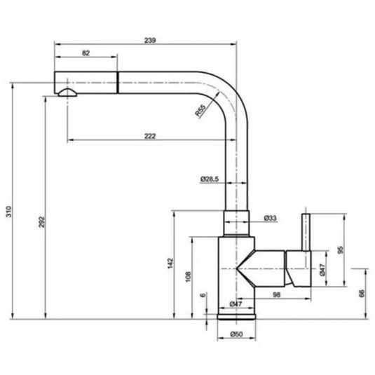 JTP Apco Mono Kitchen Sink Mixer Tap Pull-Out Spout - Stainless Steel - Envy Bathrooms Ltd