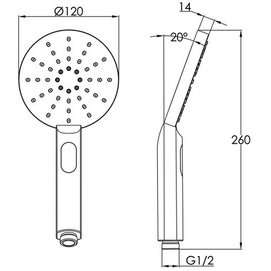 JTP Aquamist Round Multifunction Shower Handset - Chrome - Envy Bathrooms Ltd