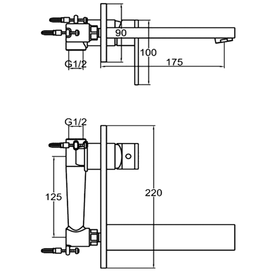 JTP Athena 2-Hole Basin Mixer Tap Wall Mounted - Chrome - Envy Bathrooms Ltd