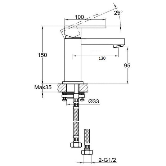 JTP Athena Basin Mixer Tap without Pop Up Waste - Chrome - Envy Bathrooms Ltd