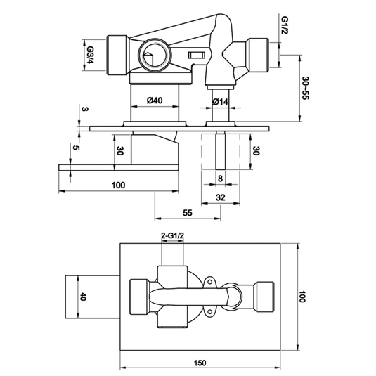 JTP Athena Shower Valve with Diverter Single Handle - Chrome - Envy Bathrooms Ltd