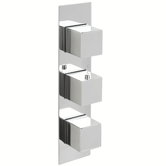 JTP Athena Slimline Thermostatic Concealed Shower Valve 3 Outlet with Triple Handle - Chrome - Envy Bathrooms Ltd