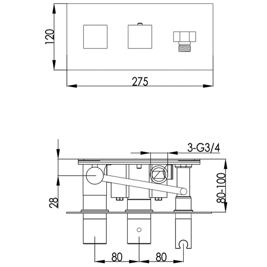 JTP Athena Thermostatic Concealed Shower Valve 2 Outlet with Handset - Chrome - Envy Bathrooms Ltd