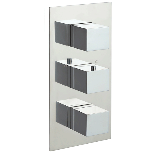 JTP Athena Thermostatic Concealed Shower Valve 2 Outlet with Triple Handle - Chrome - Envy Bathrooms Ltd