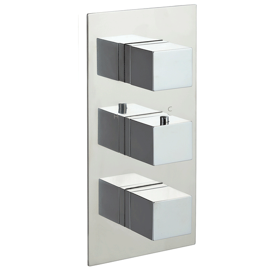 JTP Athena Thermostatic Concealed Shower Valve 3 Outlet with Triple Handle - Chrome - Envy Bathrooms Ltd