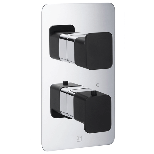 JTP Axel 1-Outlet Thermostatic Concealed Shower Valve - Chrome/Matt Black - Envy Bathrooms Ltd