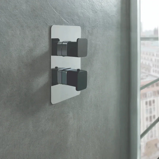 JTP Axel 1-Outlet Thermostatic Concealed Shower Valve - Chrome/Matt Black - Envy Bathrooms Ltd
