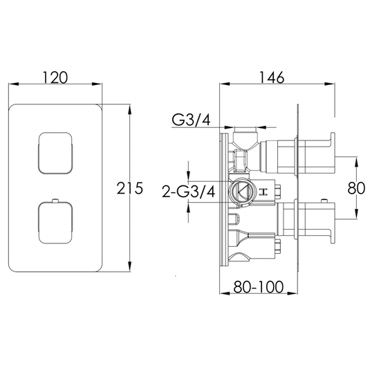 JTP Axel 1-Outlet Thermostatic Concealed Shower Valve - Chrome/Matt White - Envy Bathrooms Ltd