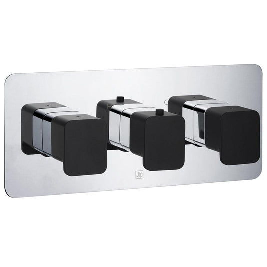 JTP Axel 2-Outlet Thermostatic Concealed Shower Valve - Chrome/Matt Black - Envy Bathrooms Ltd