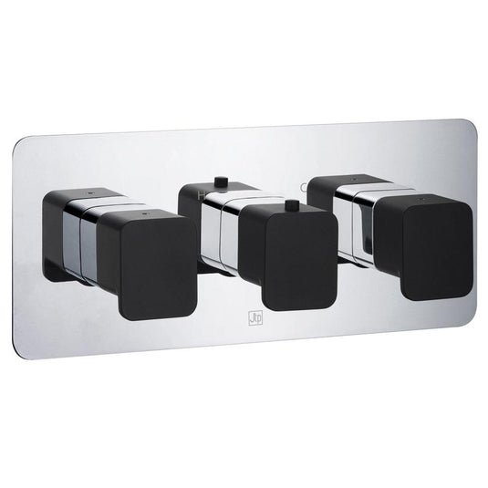 JTP Axel 3-Outlet Thermostatic Concealed Shower Valve - Chrome/Matt Black - Envy Bathrooms Ltd