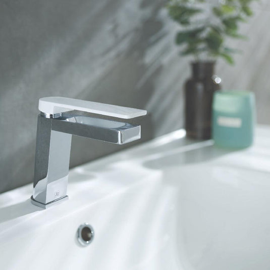 JTP Axel Deck Mounted Basin Mixer Tap - Chrome/Matt White - Envy Bathrooms Ltd