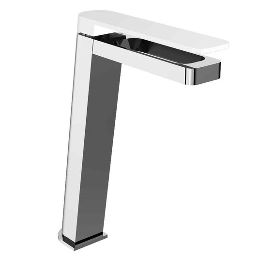 JTP Axel Deck Mounted Tall Basin Mixer Tap - Chrome/Matt White - Envy Bathrooms Ltd