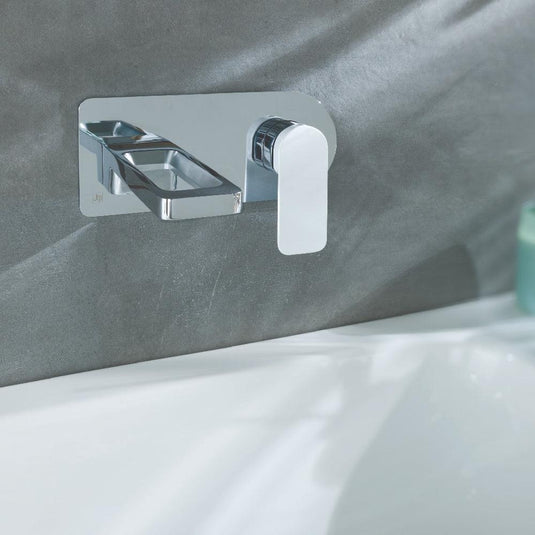 JTP Axel Wall Mounted Basin Mixer Tap - Chrome/Matt White - Envy Bathrooms Ltd