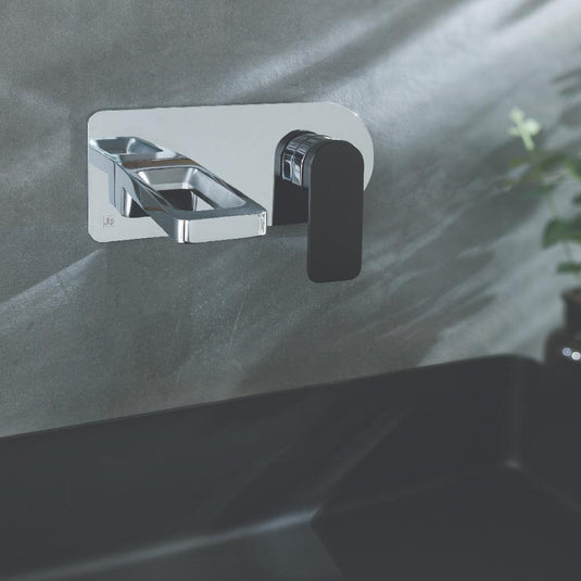 JTP Axel Wall Mounted Basin Mixer Tap - Matt Black/Chrome - Envy Bathrooms Ltd