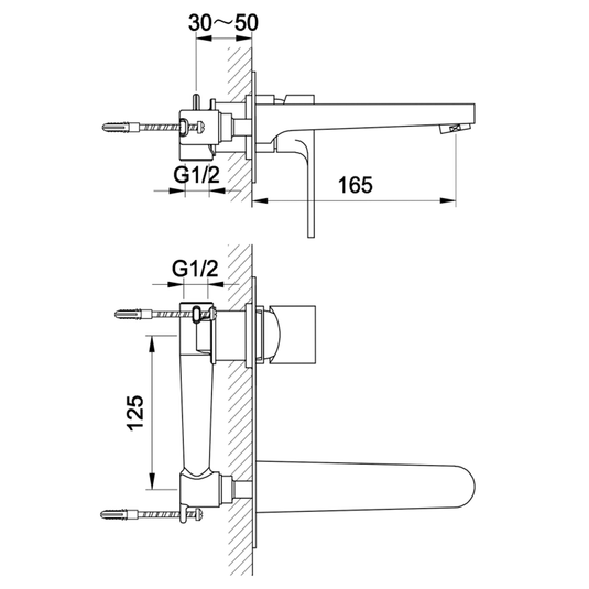 JTP Base 2-Hole Wall Mounted Basin Mixer Tap - Chrome - Envy Bathrooms Ltd