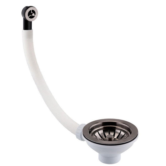 JTP Basket Strainer Kitchen Sink Waste with Round Overflow - Brushed Black - Envy Bathrooms Ltd