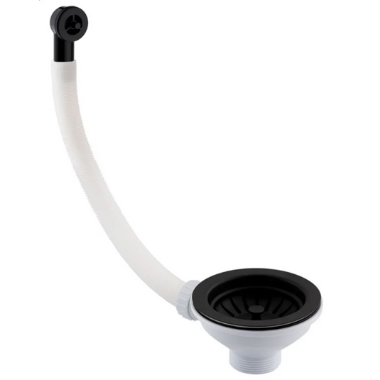 JTP Basket Strainer Kitchen Sink Waste with Round Overflow - Matt Black - BSR201MB - Envy Bathrooms Ltd