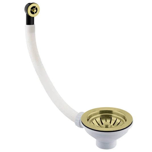 JTP Basket Strainer Kitchen Sink Waste with Round Overflow - Brushed Brass - Envy Bathrooms Ltd