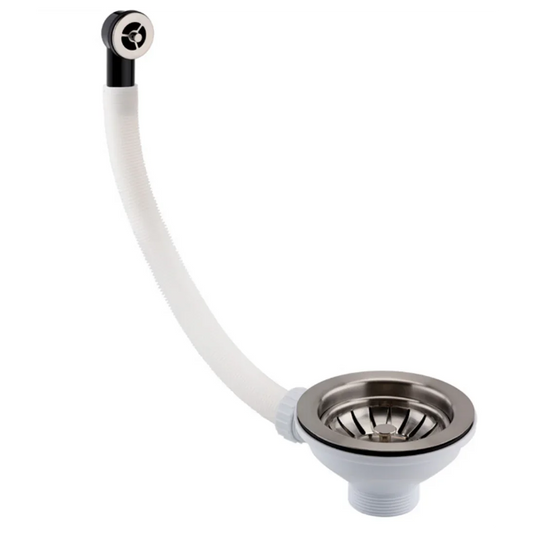 JTP Basket Strainer Kitchen Sink Waste with Round Overflow - Stainless Steel - BSR201INOX - Envy Bathrooms Ltd