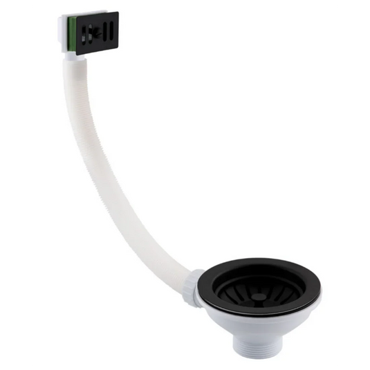 JTP Basket Strainer Kitchen Sink Waste with Square Overflow - Matt Black - BSQ202MB - Envy Bathrooms Ltd