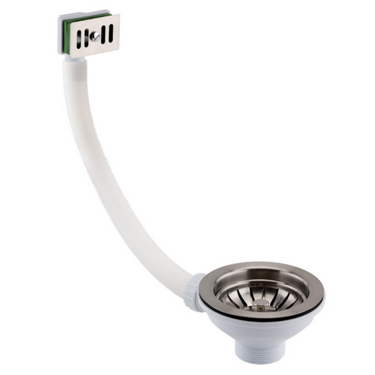 JTP Basket Strainer Kitchen Sink Waste with Square Overflow - Stainless Steel - BSQ202INOX - Envy Bathrooms Ltd