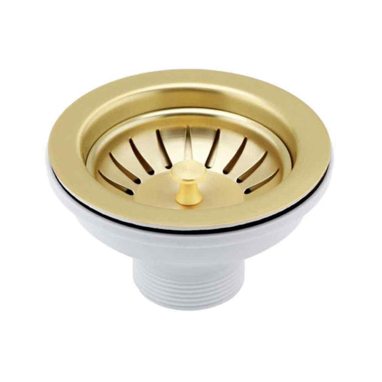 JTP Basket Strainer Waste 115mm Wide - Brushed Brass - Envy Bathrooms Ltd