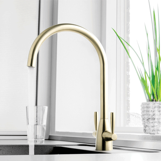 JTP Blink Deck Mounted Swivel Spout Kitchen Sink Mixer Tap - Brushed Brass - Envy Bathrooms Ltd