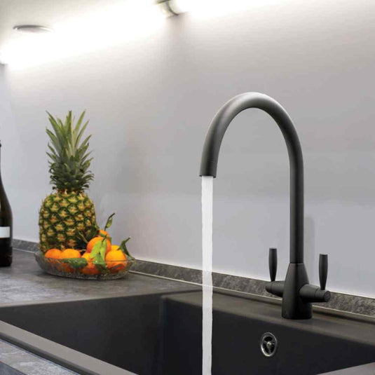 JTP Blink Deck Mounted Swivel Spout Kitchen Sink Mixer Tap - Matt Black - Envy Bathrooms Ltd