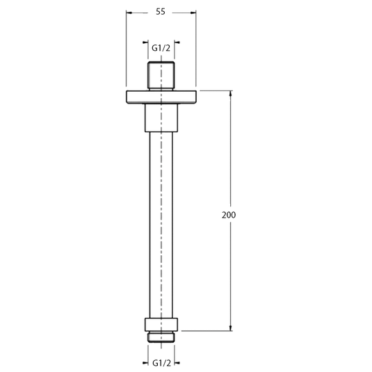 JTP Brass Ceiling Mounted Shower Arm 200mm - Chrome - Envy Bathrooms Ltd