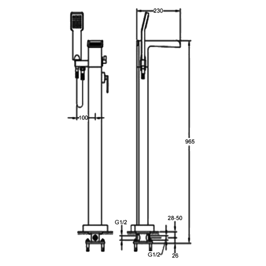 JTP Cascata Freestanding Single Lever Bath Shower Mixer Tap with Shower Kit - Chrome - Envy Bathrooms Ltd