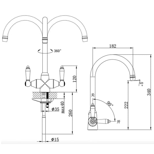 JTP Chelsea Mono Kitchen Sink Mixer Tap Dual Handle - Chrome - Envy Bathrooms Ltd