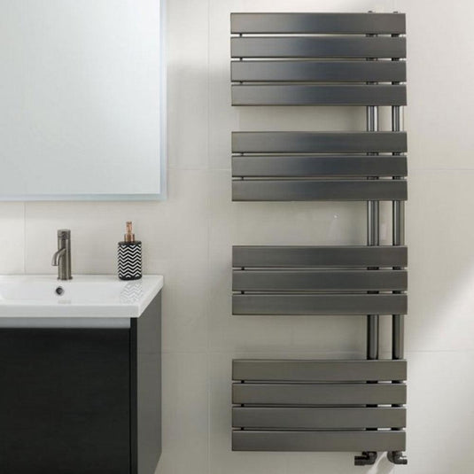 JTP Cleo Designer Heated Towel Rail 1400mm H x 550mm W - Brushed Black - Envy Bathrooms Ltd